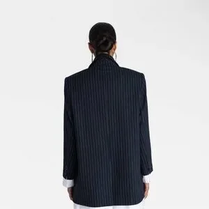 KBB Women's Navy Pinstripe Blazer